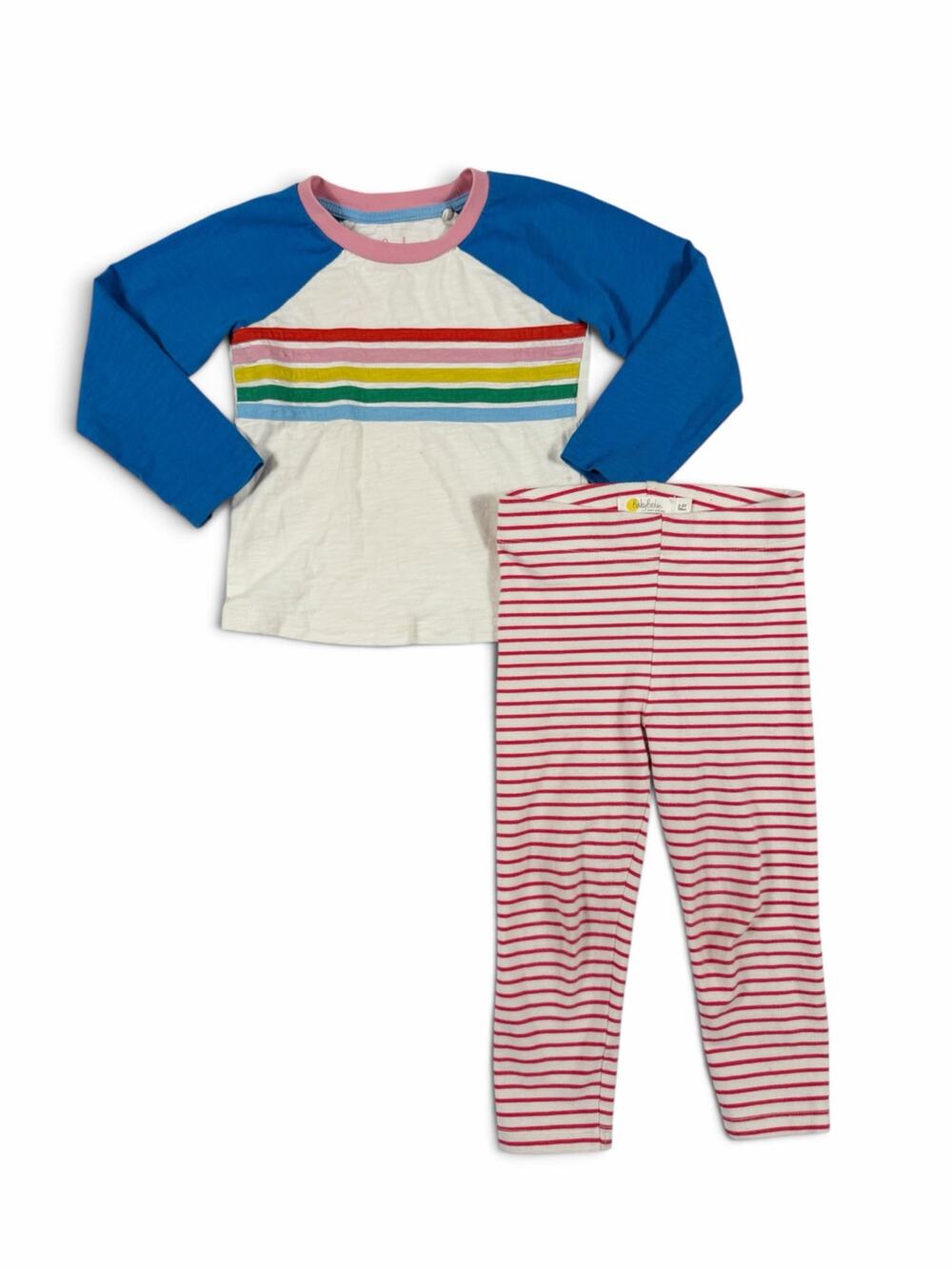Mini Boden Girls Rainbow Stripe Shirt & Leggings Set 2-3
